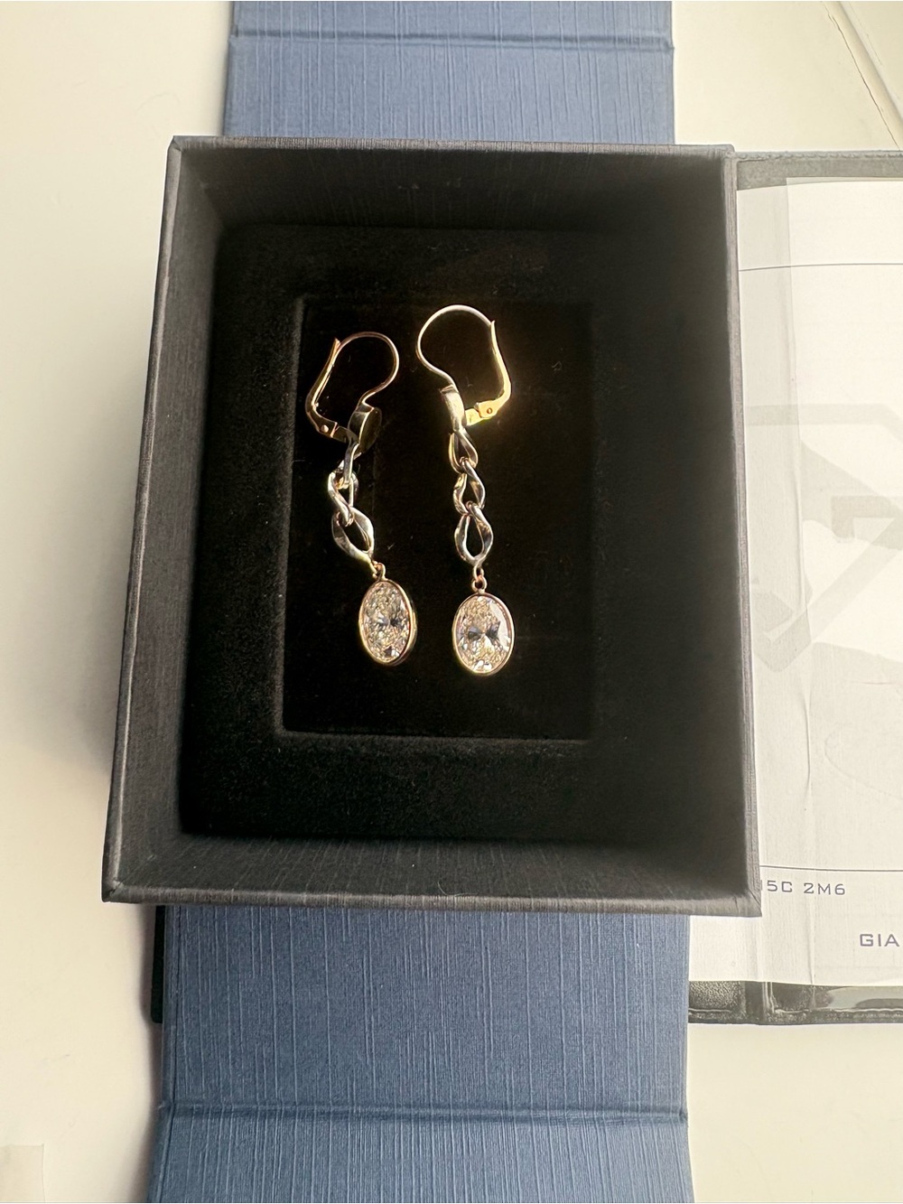 NEW 14kt yellow & white gold 5.01 CT’ oval LAB GROWN diamond earrings